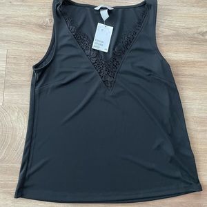 H&M Black Sleeveless Top with Lace Front